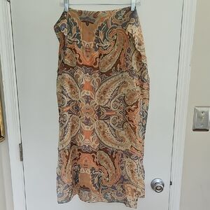 Vintage Linda Davis Silk Paisley & Floral Scarf  70"X20" Made In KOREA